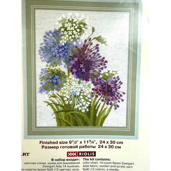 Allium Floral Counted Cross Stitch Kit, Riolis #1484, New - Picture 2 of 4